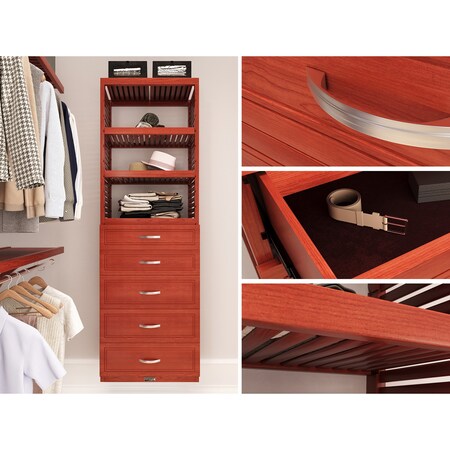 John Louis Home Solid Wood 16in. Deep 5 Drawer Storage Tower Red Mahogany JLH-304WC-R